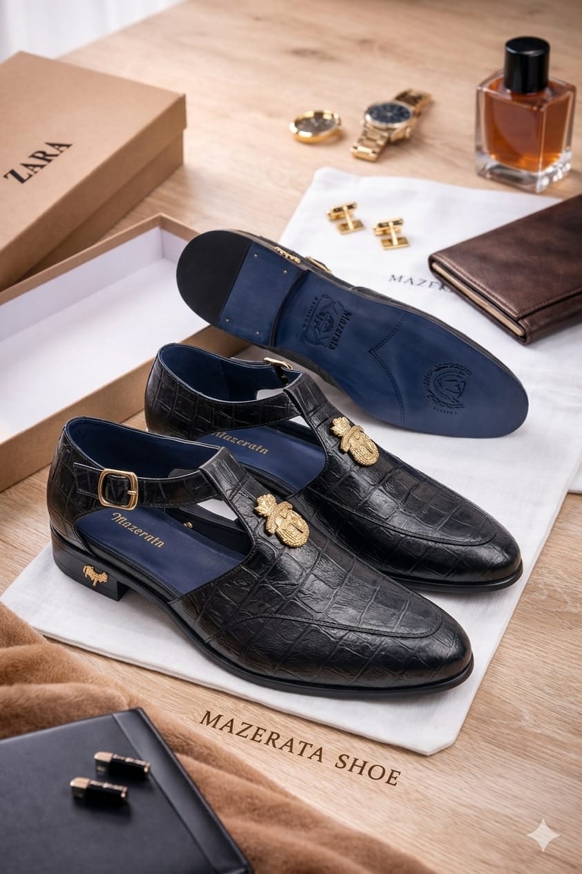 Chaussures Luxe Croco Premium Noir